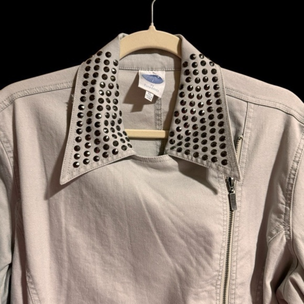 DG2 Diane Gilman Versatile gray jacket full zip gun metal gray studs sz XL NWOT - Picture 6 of 14